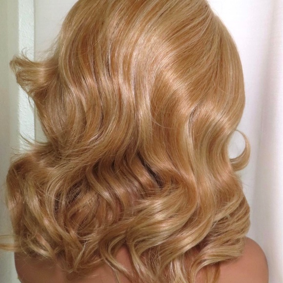 9 COLORS Styled Blowout Glam Bob Curly Honey Blonde Lace Front Synthetic Wig - Picture 7 of 9